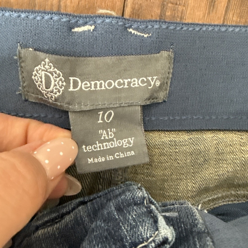 Democracy Wide Leg Ab Technology Jeans 10 Ombre Color Block High Baggy Stretch - Picture 3 of 4